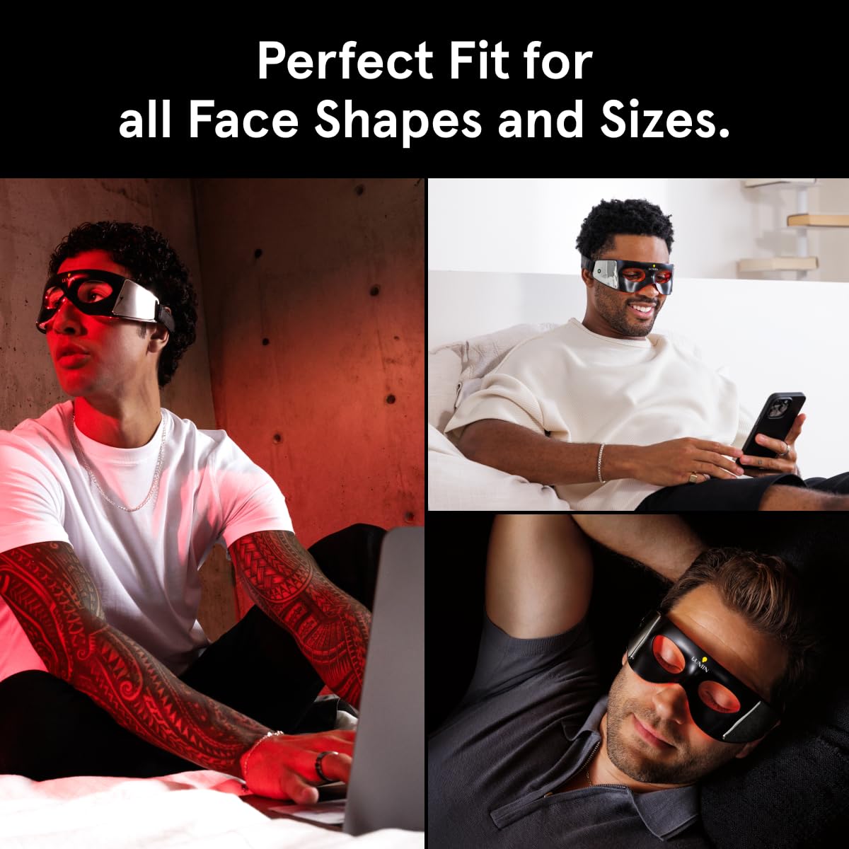 Luminator Led Eye Mask For Men'S Skincare - Anti-Aging, Boost Collagen, Reduce Dark Circles & Wrinkles, Red Light Therapy For Un