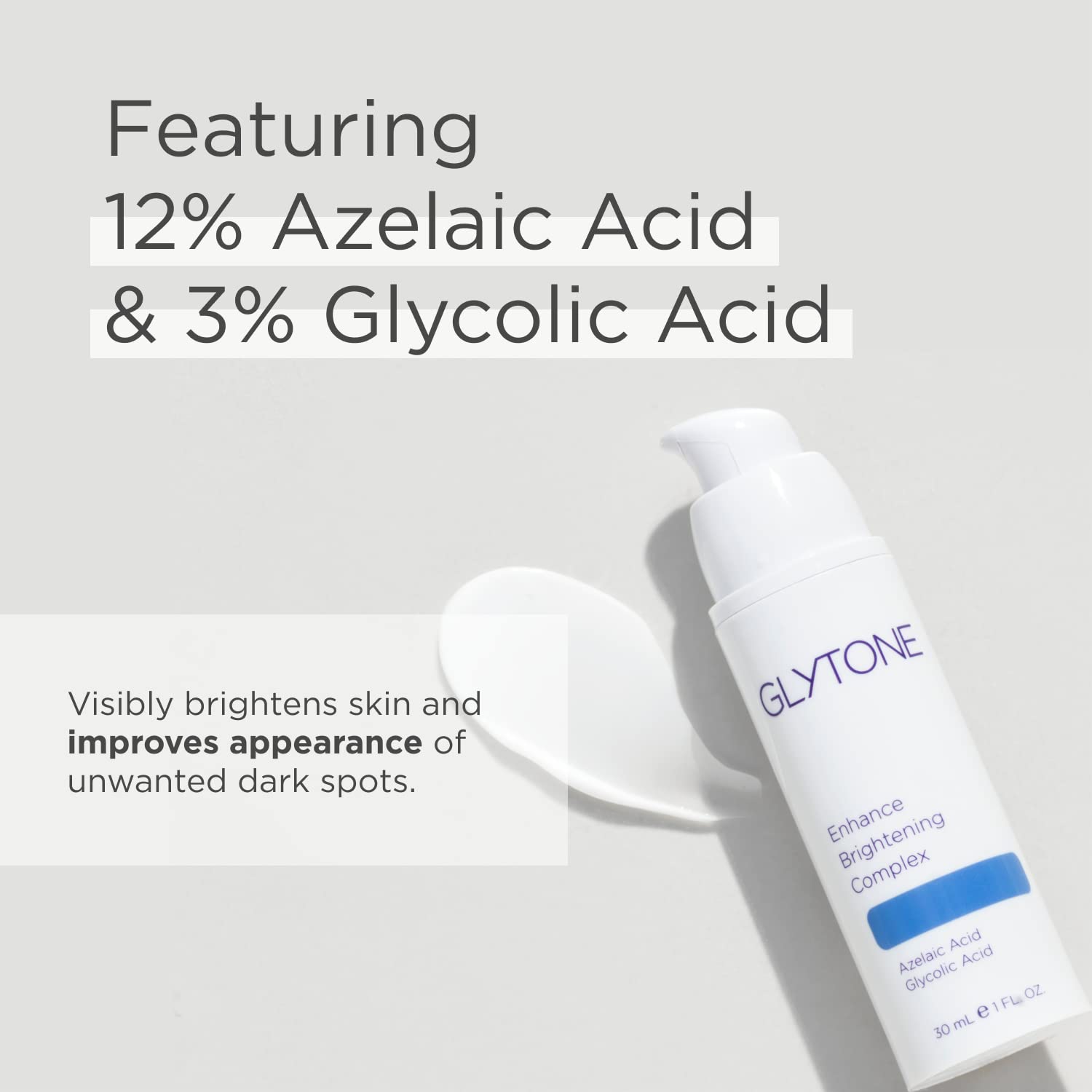 Glytone Enhance Brightening Complex - With 12% Azelaic Acid, 3% Glycolic Acid - Brightens Skin & Reduces Dark Spots - Non-Comedo