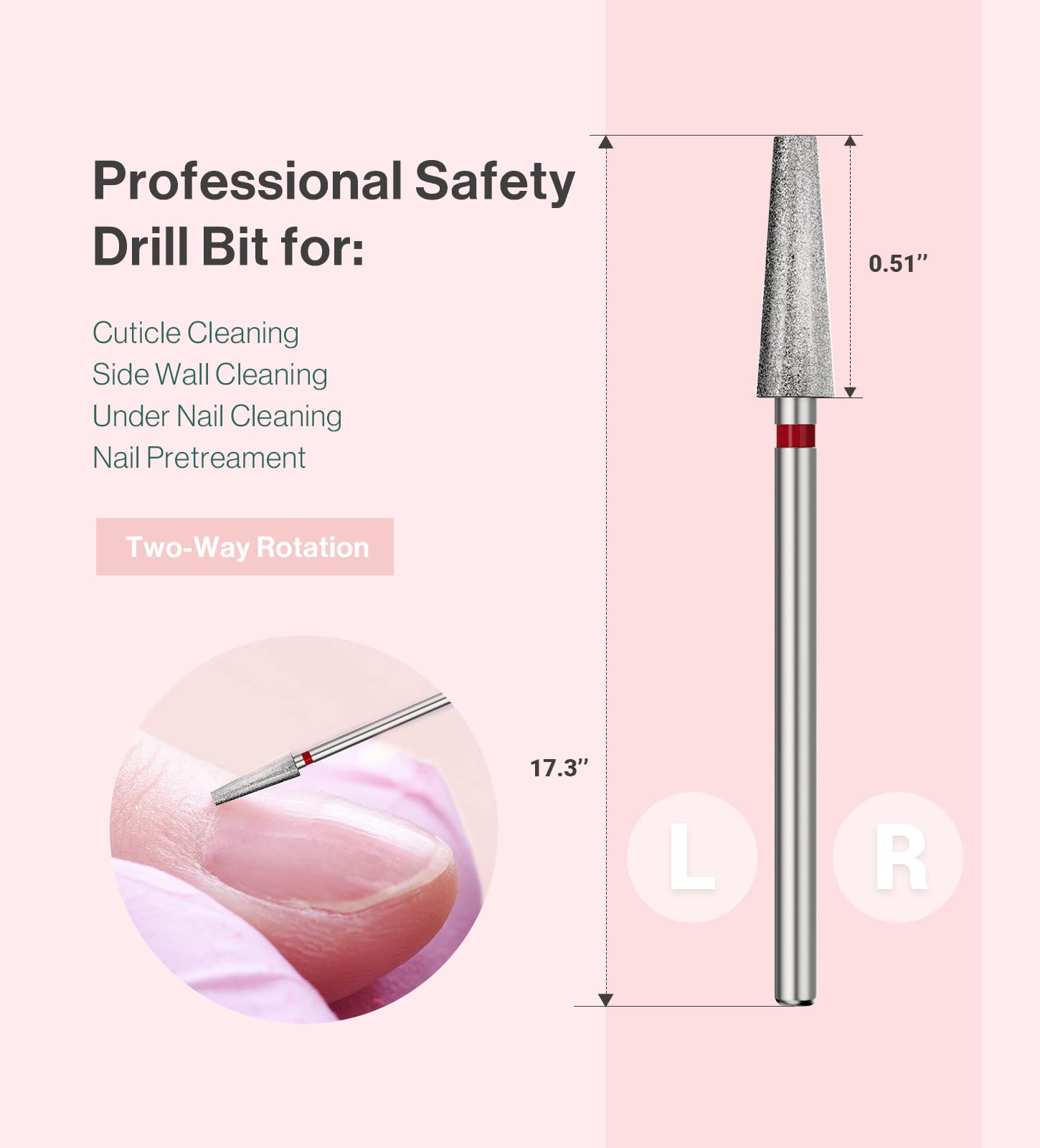 Melodysusie 4Mm Long Tapered Barrel Cuticle Clean Nail Drill Bit 3/32'', Professional Safety Carbide Diamond Under Nail Cleaner