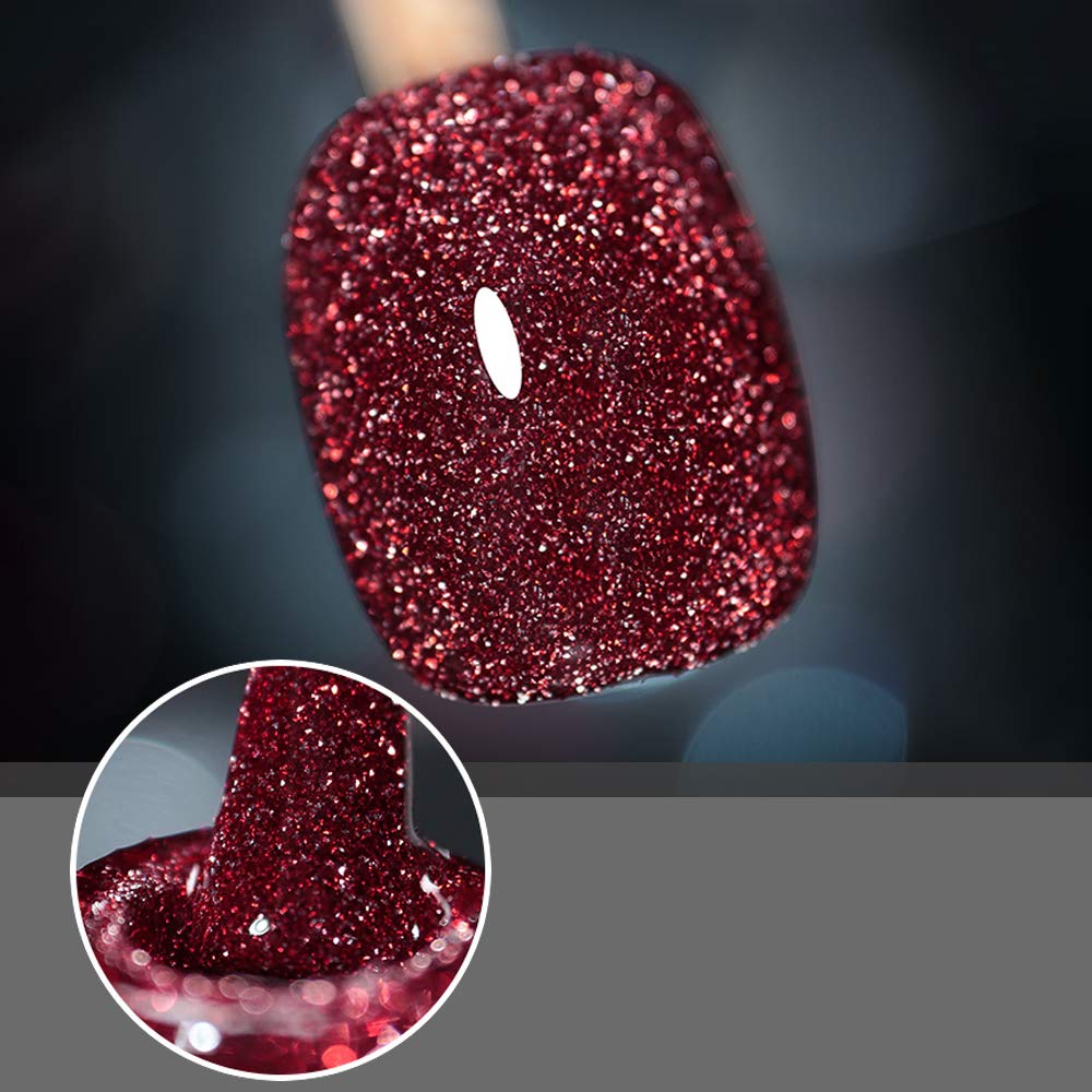 MIZHSE Diamond Gel Nail Polish, Reflective Glitter Gel Polish Set, Christmas Sparkly Shiny Gel Nail Art Varnish Manicure Kit, So