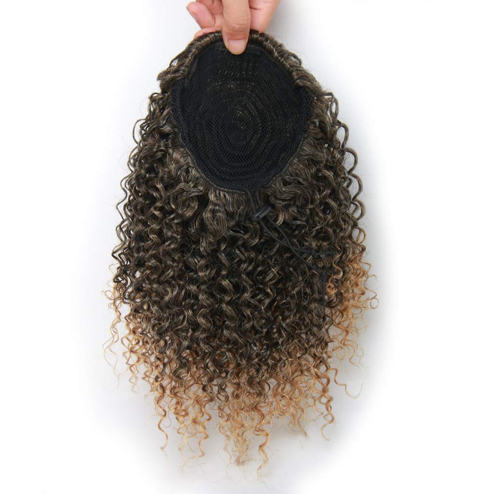 Short Afro Kinky Curly Ponytail Hair Piece For African American Ponytail Extension Synthetic Afro Kinky Curly Ponytail For Women