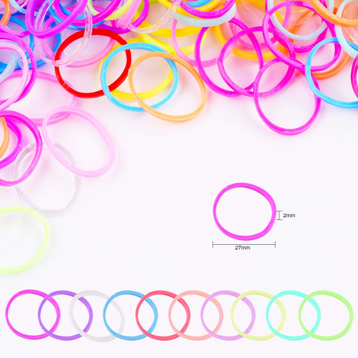 Hoyols Small Toddler Elastics Mini Hair Ties Rubber Bands For Hair Ponytail Holders For Baby Girl Infants (Clear & Multicolor) T