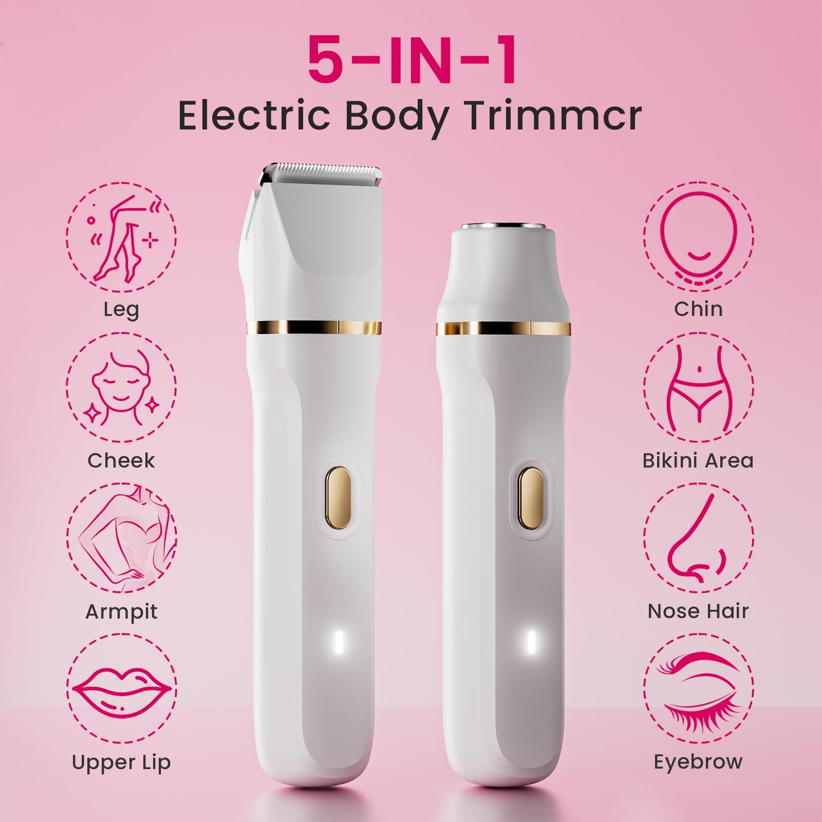 Electric Razors For Women, 5-In-1 Wet/Dry Bikini Trimmer With Usb Charge Dock, Deluxe Facial Hair Removal, Wet/Dry Body Shaver F