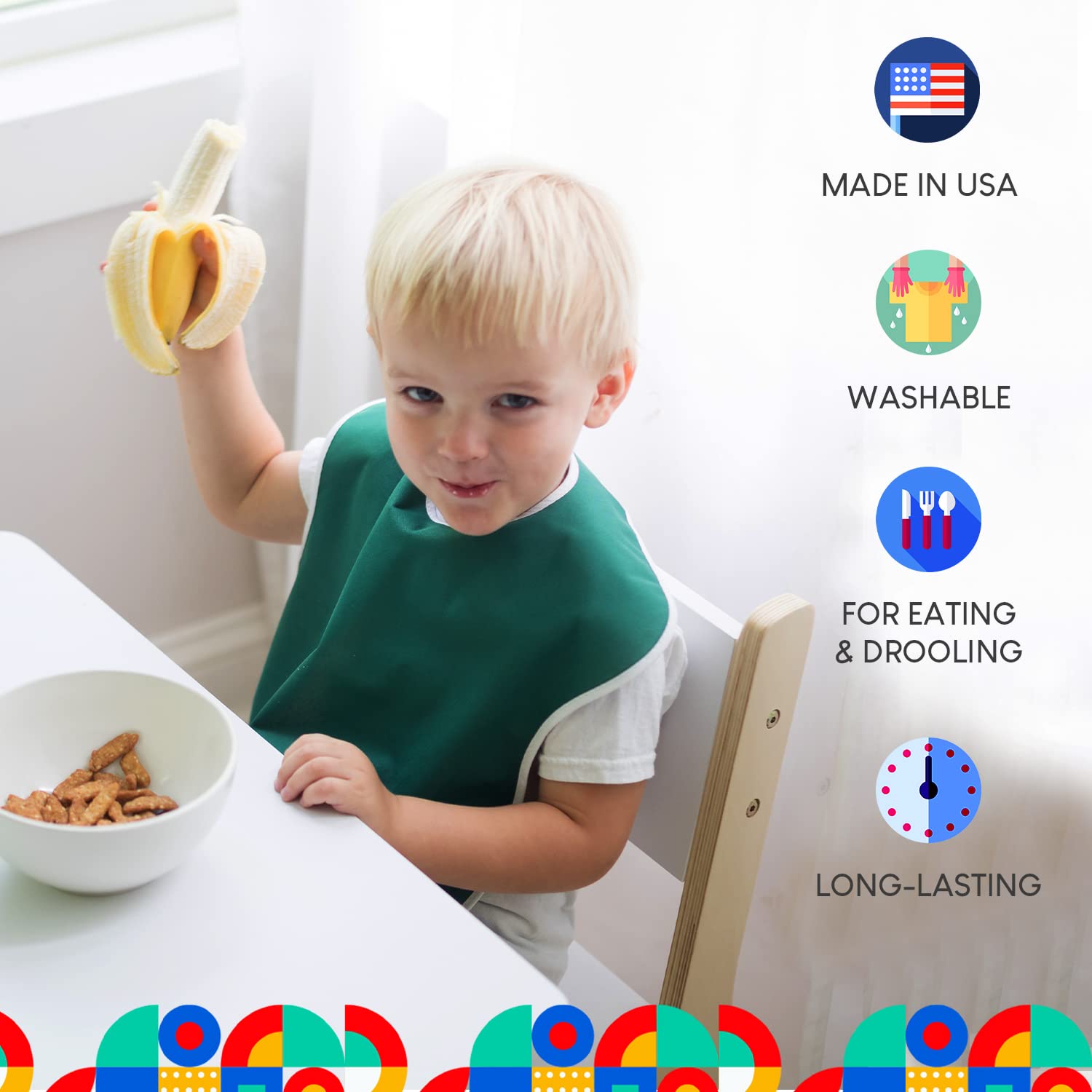 Toppy Toddler Large Waterproof Baby Bibs, Snap Buttons, Bib Easily Wipes Clean, Girls Gift Set 12-Pack (18-48 Months)