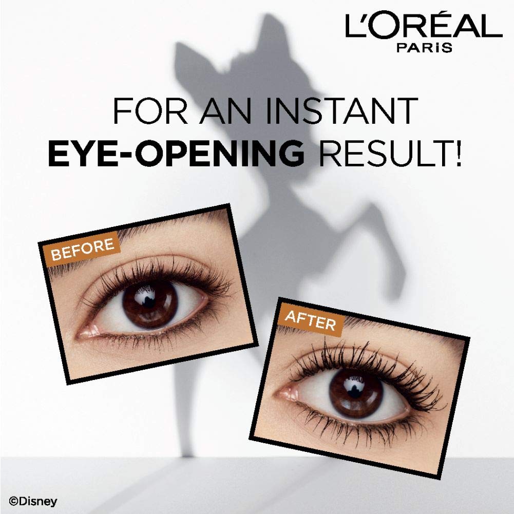L'Oreal Paris Makeup Bambi Eye Mascara, Lasting Volume, Length & Lift, Doe-eye Definition, No Clumping, Washable, Blackest Black