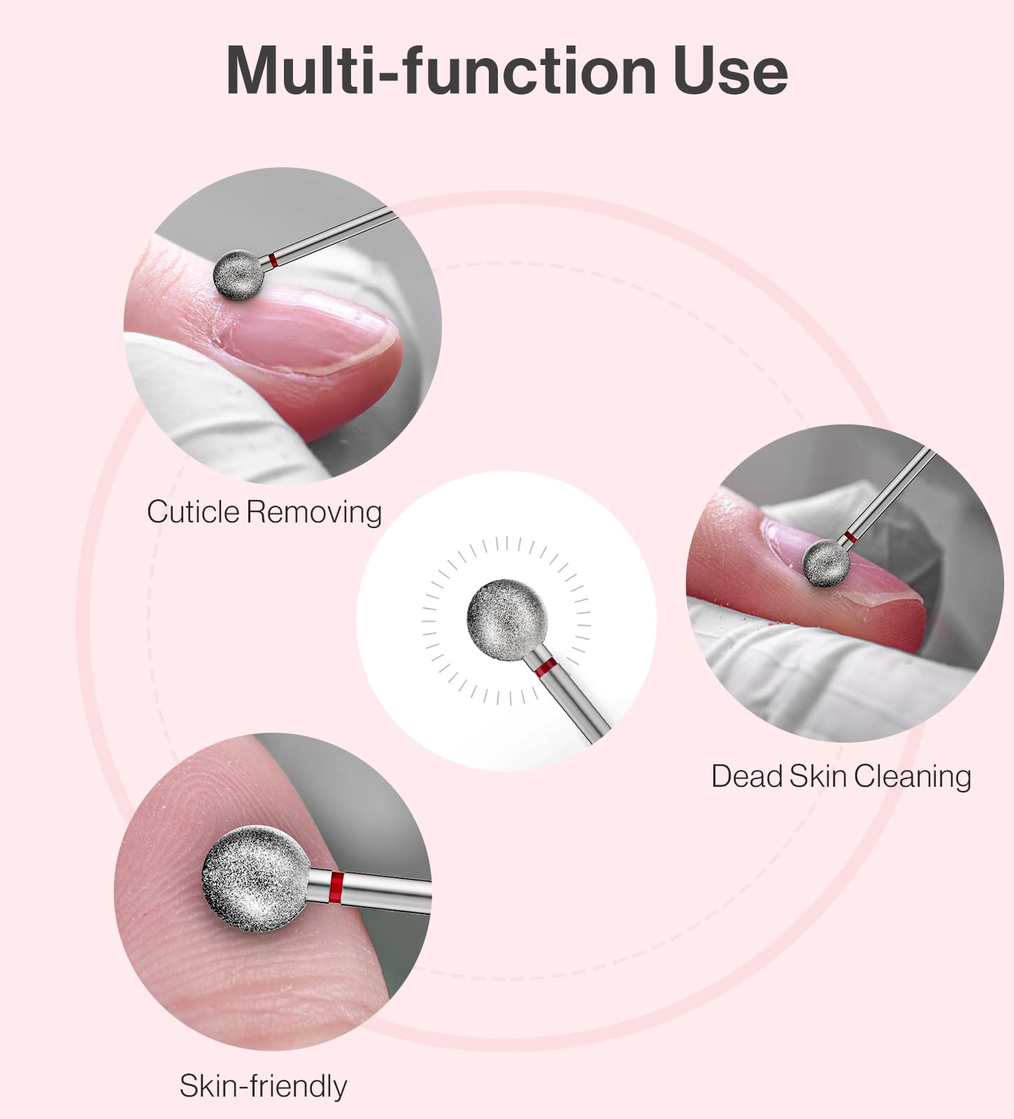 Melodysusie 7Mm Ball Shape Cuticle Clean Nail Drill Bit 3/32 ' ', Professional Safety Carbide Diamond Under Nail Cleaner For Cut
