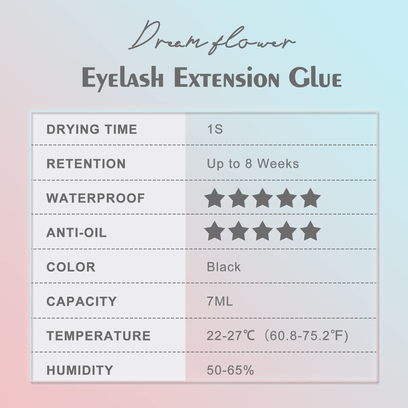 Waterproof Lash Glue, Powerful Lash Extension Glue For Eyelash Extensions, 1 S Dry Time/8 Weeks Retention/Waterproof & Anti-Oil