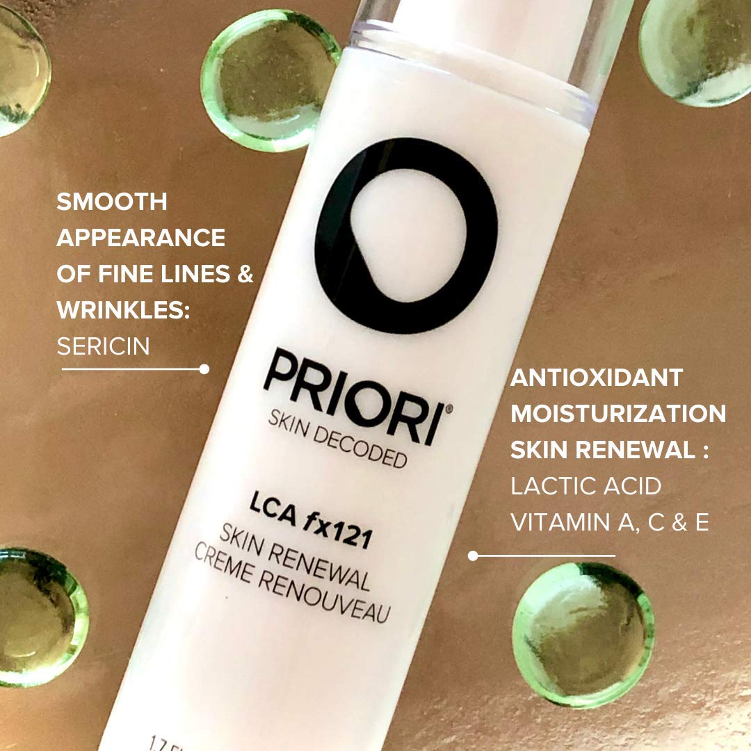 PRIORI Skincare Skin Renewal Cream with Lactic Acid Retexturizing Face Moisturizer for Dark Spots, Fine Lines & Wrinkles, Acne S