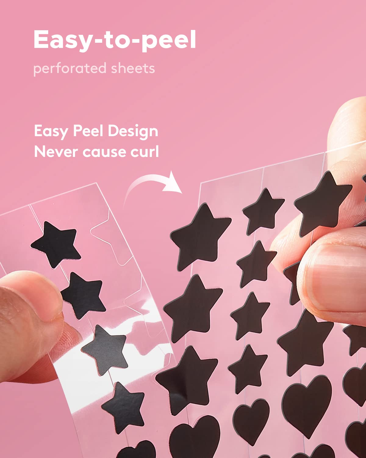 Litbear Acne Patch Pimple Patch, Black Star & Heart Shaped Acne Absorbing Cover Patch, Hydrocolloid Acne Patches For Face Zit Pa