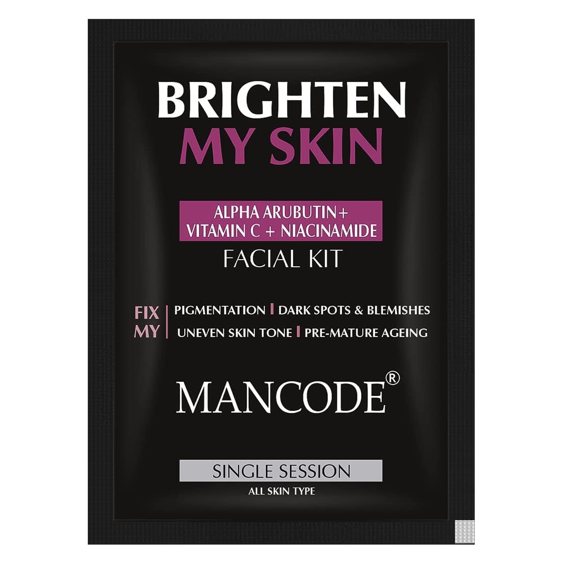 Mancode Brighten My Skin Facial Kit For Men  58 G | SalonLike Glowing Skin In 6 Easy Steps | Improves Skin Texture | Instant G