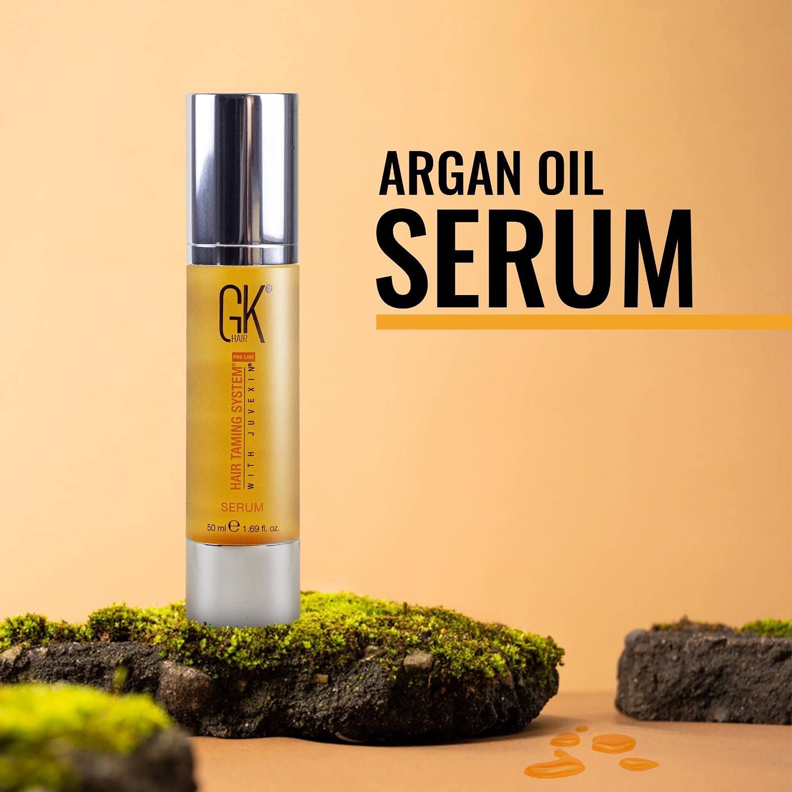GK HAIR Global Keratin 100% Organic Argan Oil Anti Frizz Hair Serum Pack of 2 (1.69 Fl Oz/50ml) Styling Smoothing Strengthening