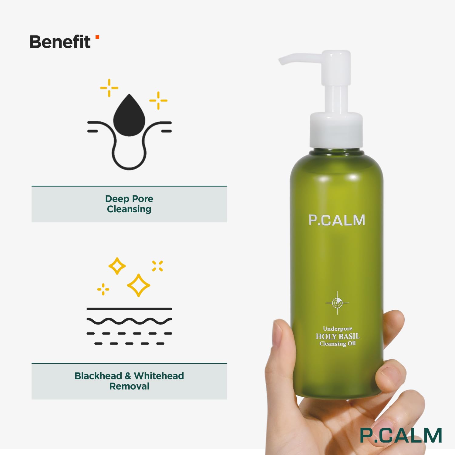 P.Calm Underpore Holy Basil Cleansing Oil 6.42 Fl.Oz | Instant Blackhead Reducing Non-Comedogenic Pore Control Cleansing Oil Wit