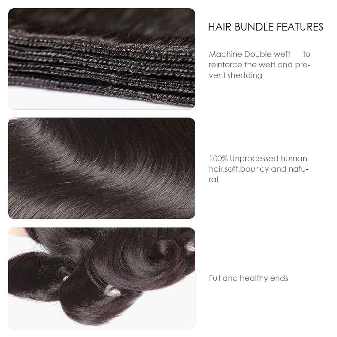 Hswpawk 12A Human Hair Bundles Body Wave 28 Inch One Bundle 100% Unprocessed Brazilian Virgin Body Wave Bundles Human Hair Natur