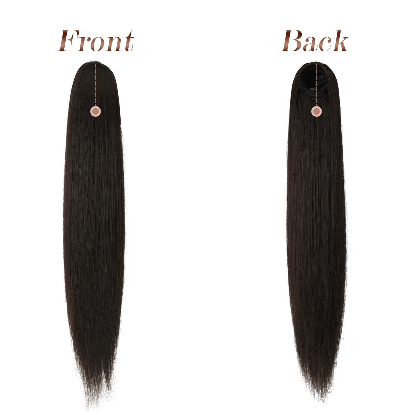 Feshfen Drawstring Ponytails Extension Long Straight Pony Tails Natural Synthetic Hairpiece Clip In Ponytails Hairpieces For Wom