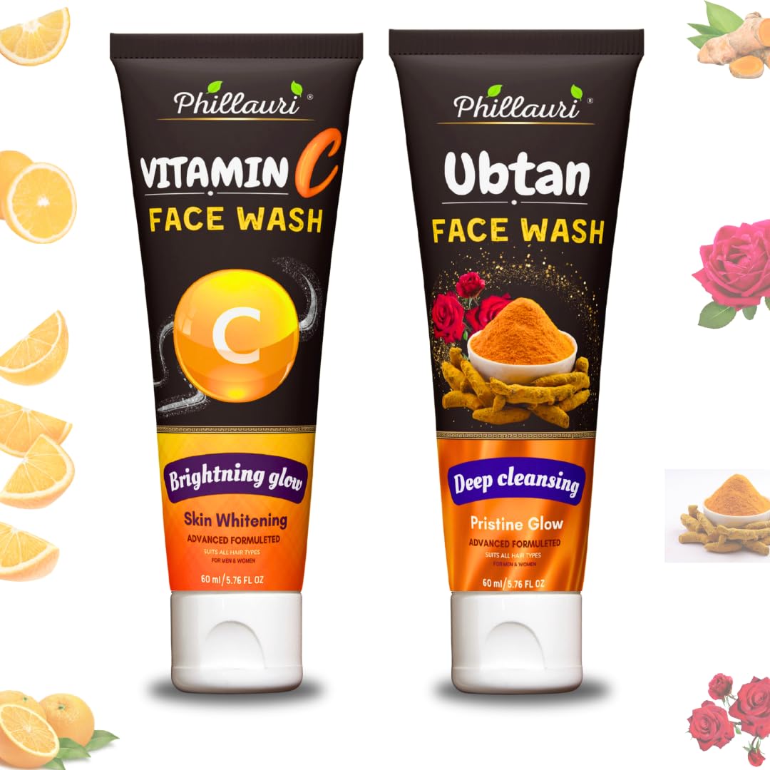 Phillauri Vitamin C Face Wash & Ubtan Face Wash Combo | Vitamin C Face Wash | Ubtan Face Wash | Face Wash For Men And Women (Pac