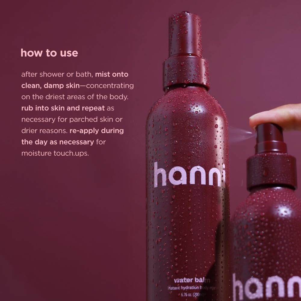 Hanni Water Balm Hydrating Body Mist, Moisturizer Spray With Hyaluronic Acid For All Skin Types, Lotion Replacement, 200 Ml / 6.