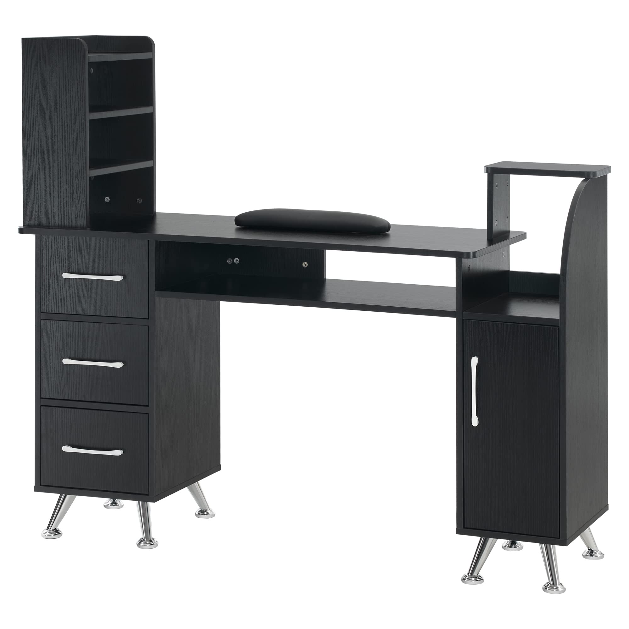 BarberPub Manicure Table Makeup Dressing Station Nail Desk with Wrist Cushion Beauty Workstation Salon Storage Equipment 2636 (B