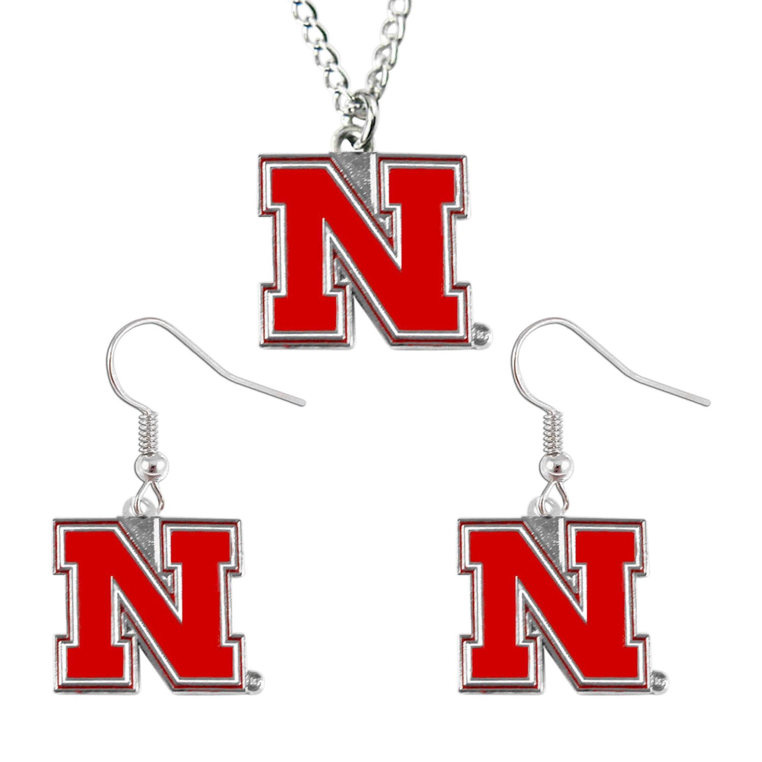 Aminco International Nebraska Cornhuskers Necklace and Dangle Earring Charm Set