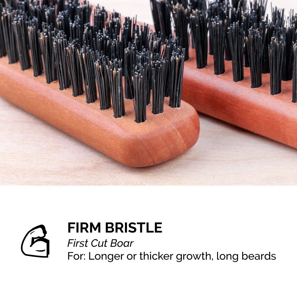 ZEUS Boar Bristle Beard & Mustache Brush with Extended Handle, Large 6 Firm-Bristle Beard Brush with Handle for Men (Made in Ger