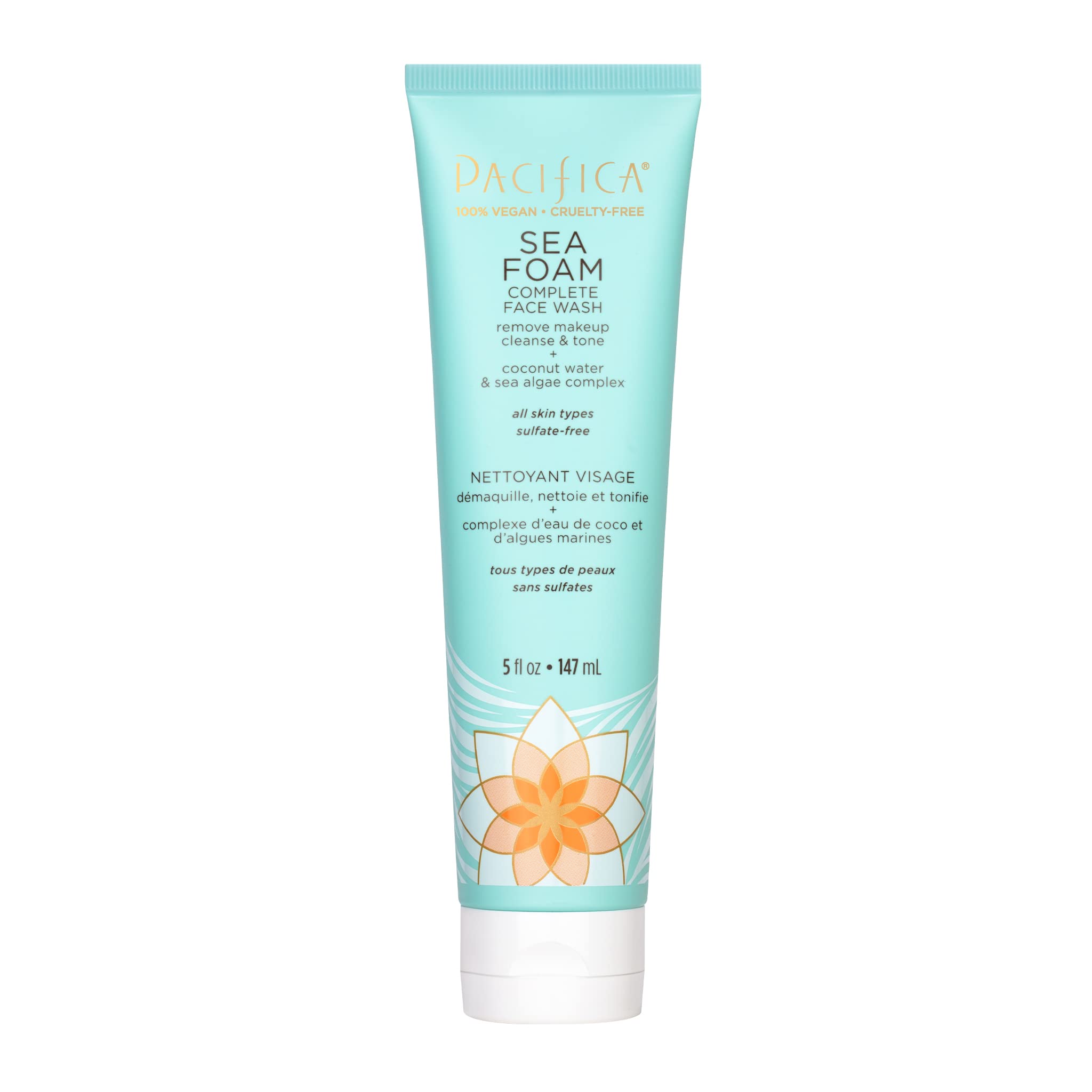Pacifica Beauty Sea Foam Face Wash, Daily Gentle Foaming Cleanser, With Coconut Water + Sea Algae, Removes Makeup, For Combinati
