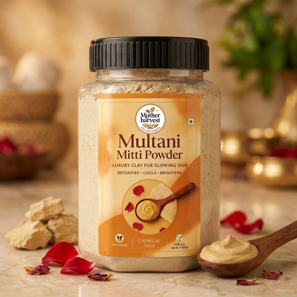 Mother Harvest Multani Mitti Powder 100G | Natural FullerS Earth For Face Pack & Hair Pack | Removes Dead Skin, Cleanses Pores,