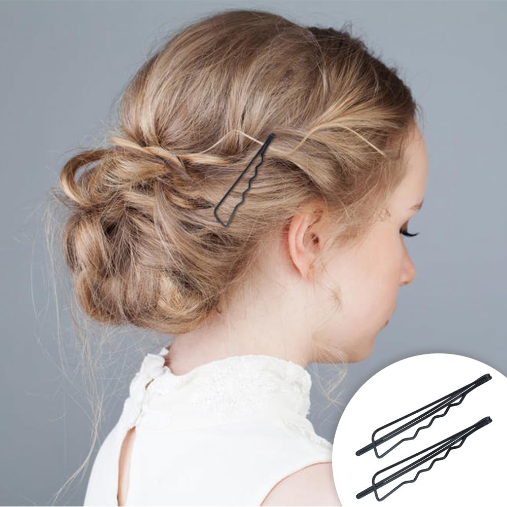 Cinaci 40 Pack 8 Styles Simple Plain Non Slip Black Metal Hair Clips Barrettes Bobby Pins Hair Accessories For Women Girls (Blac