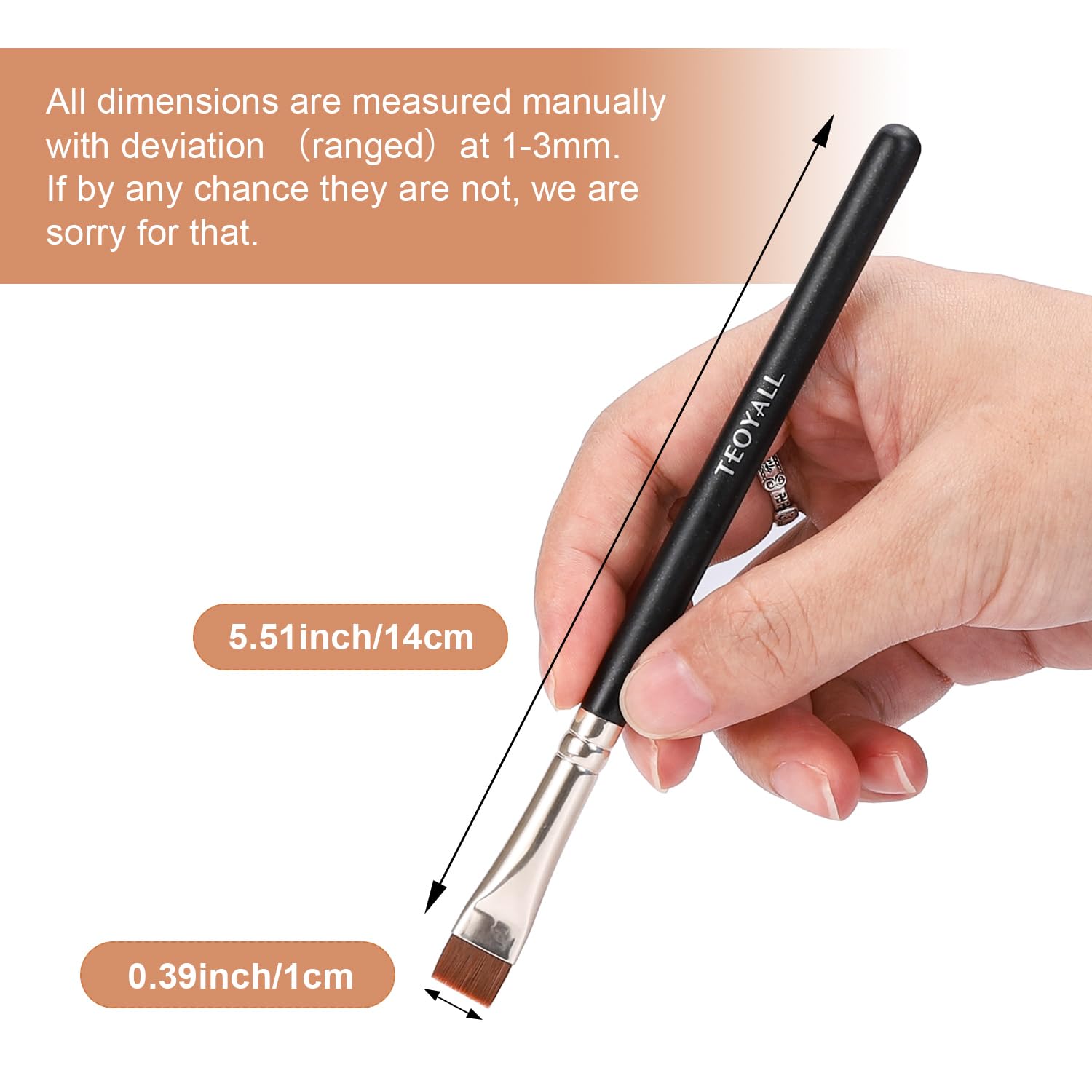 Teoyall Concealer Brush Set, Flat Top Blush Brush, Angled Nose Contour Brush Ultra-Thin Eyeliner Eyebrow Brush For Flawless Fini