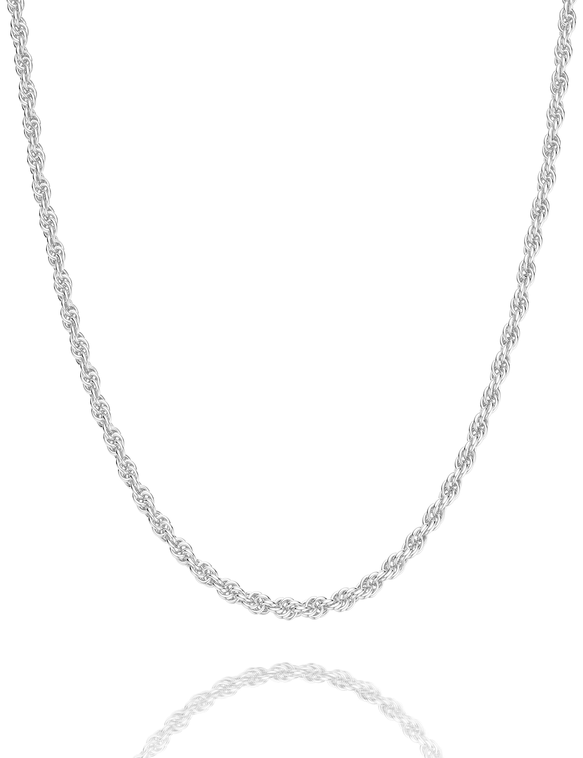 Waitsoul 925 Sterling Silver Rope Chain Lobster Clasp 2mm Silver Chain for Men Women Silver Necklace Chain 22 Inch