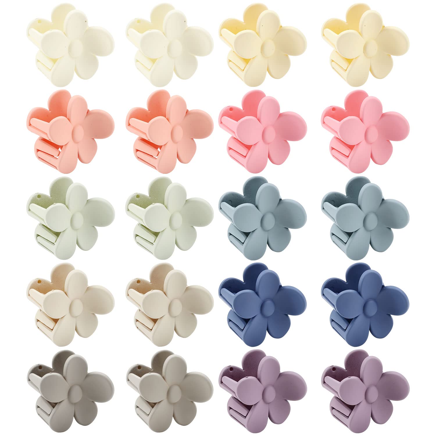 inSowni 20 Pack/10 Pairs Cute 4cm/1.6'' Small Plastic Flower Hair Claws Clips Barrettes Clamps Nonslip Strong Hold Hair Accessor
