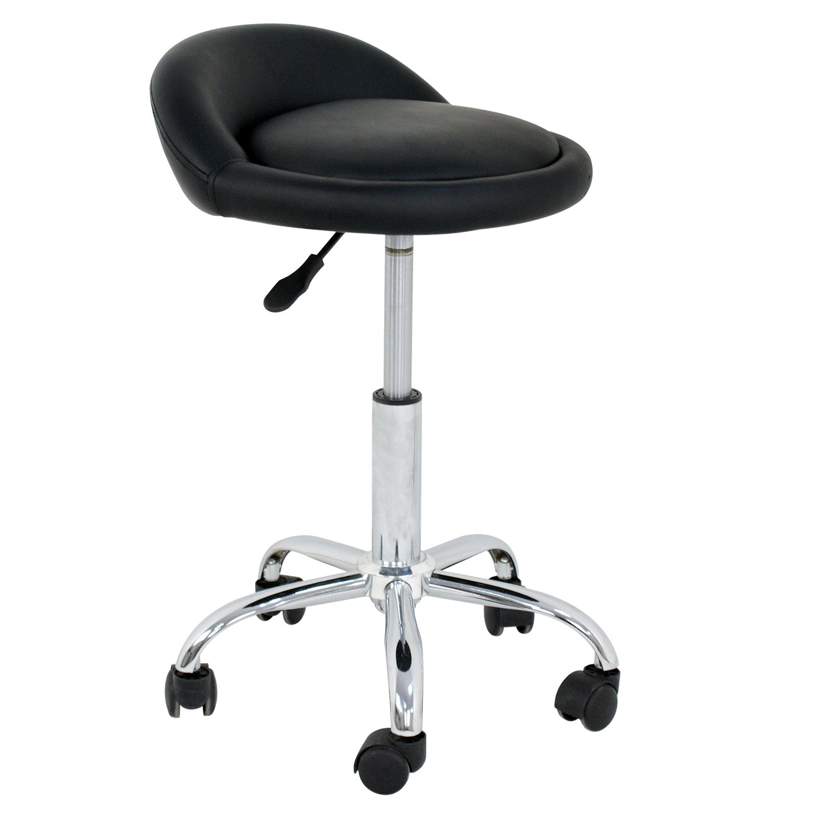 Adjustable Hydraulic Rolling Swivel Salon Stool Chair Tattoo Massage Facial Spa Stool Chair With Back Rest (Pu Leather Cushion)