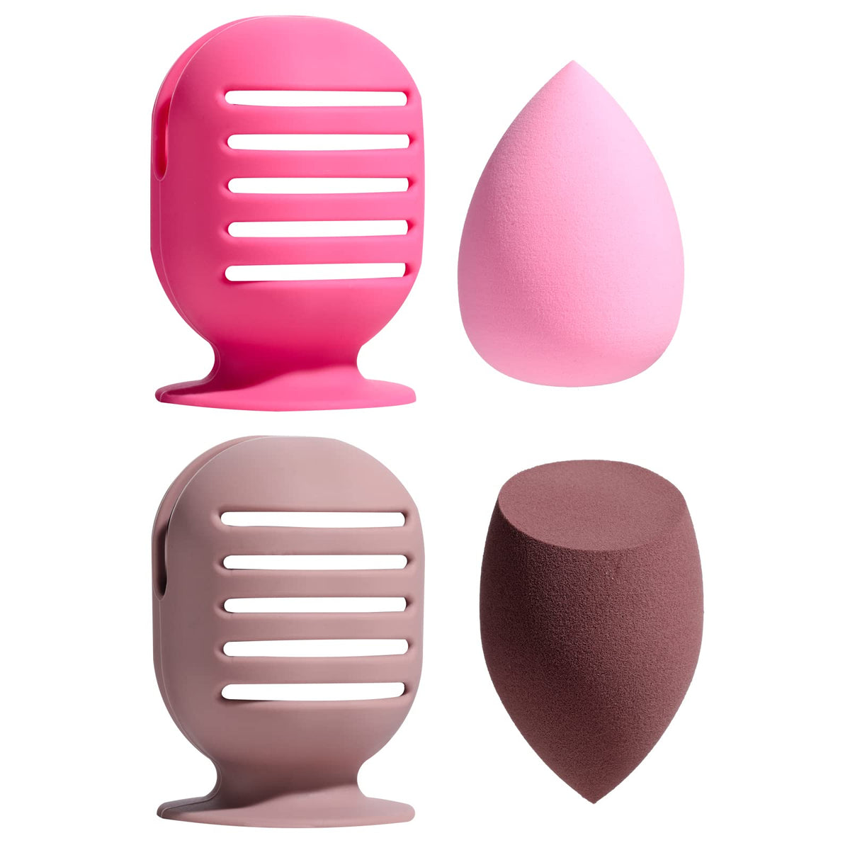 BS-MALL Makeup Sponge Holder & Makeup Sponges - Durable Silicone Holders with Suction Cups for Travel - Portable and Versatile