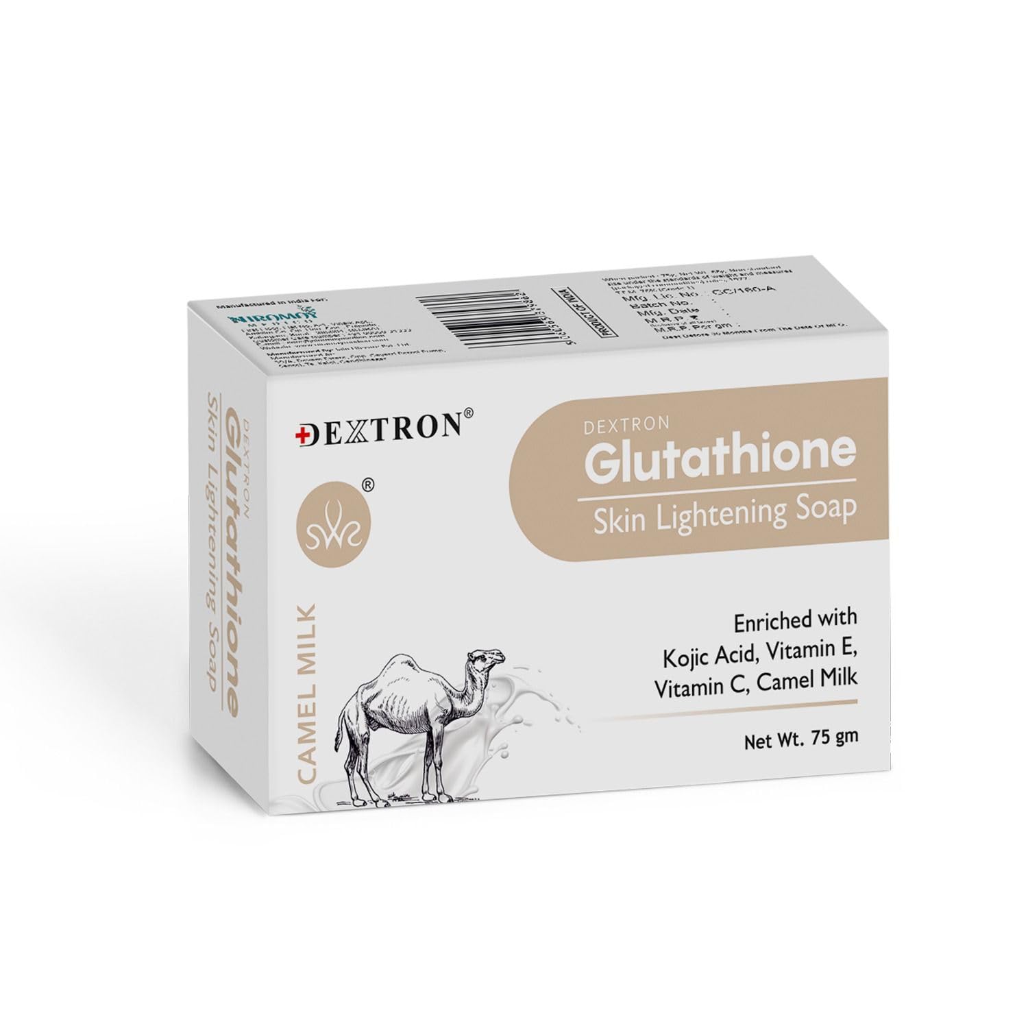 Dextron Glutathione Soap With Camel Milk | Enriched With Vitamin E & Vitamin C | Nourishing Bathing Bar | 75G
