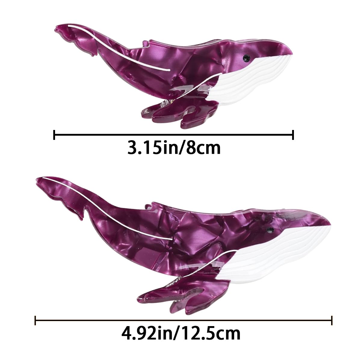 2 Pcs Purple Whale Claw Clips Purple Whale Hair Clips Animal Acetate Cute Claw Clips Cute Ocean Sea Animal Hair Claw Clip Strong