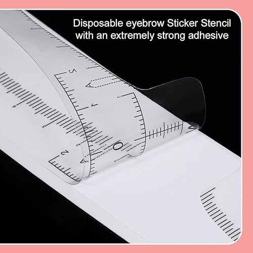 100 Pack Eyebrow Ruler, KINGMAS Disposable Brow Ruler Microblading Adhesive Eyebrow Sticker Stencil Guide Measuring Tool