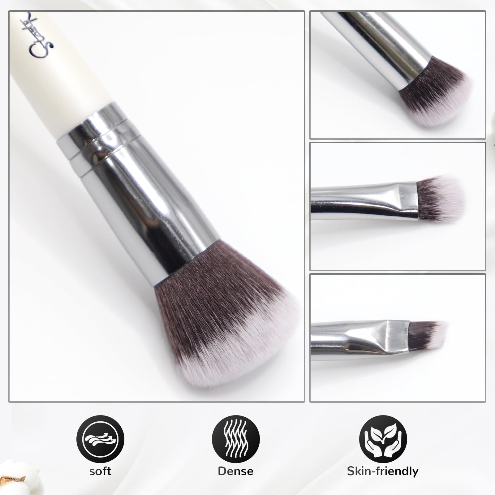 Start Makers 2-In-1 Makeup Brushes Dual-Ended Contouring Foundation Brush 2 Pack Concealer Brush Face Eyebrow Eyeshadow Brush Fo