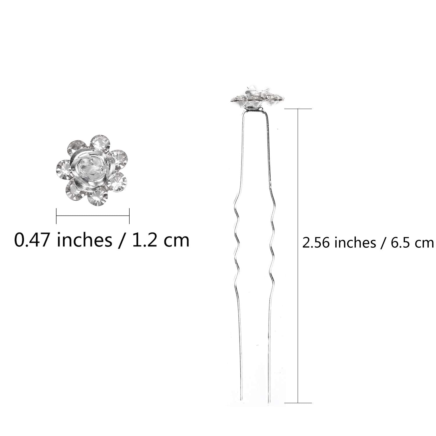 Betiteto 40 Pcs U-Shaped Flower Rhinestone Hair Pins Crystal Hair Accessories For Bridal Wedding Party Girls' Sweet Sixteen (Whi