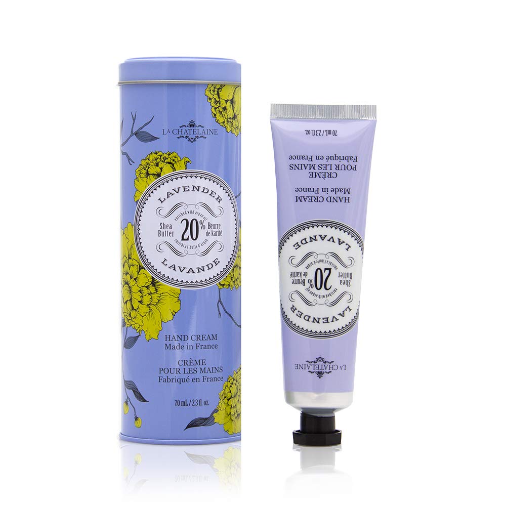 La Chatelaine Shea Butter Hand Cream, Made in France, Natural and Organic Ingredients, 70ml / 2.3 oz, Gift Tin, Lavender