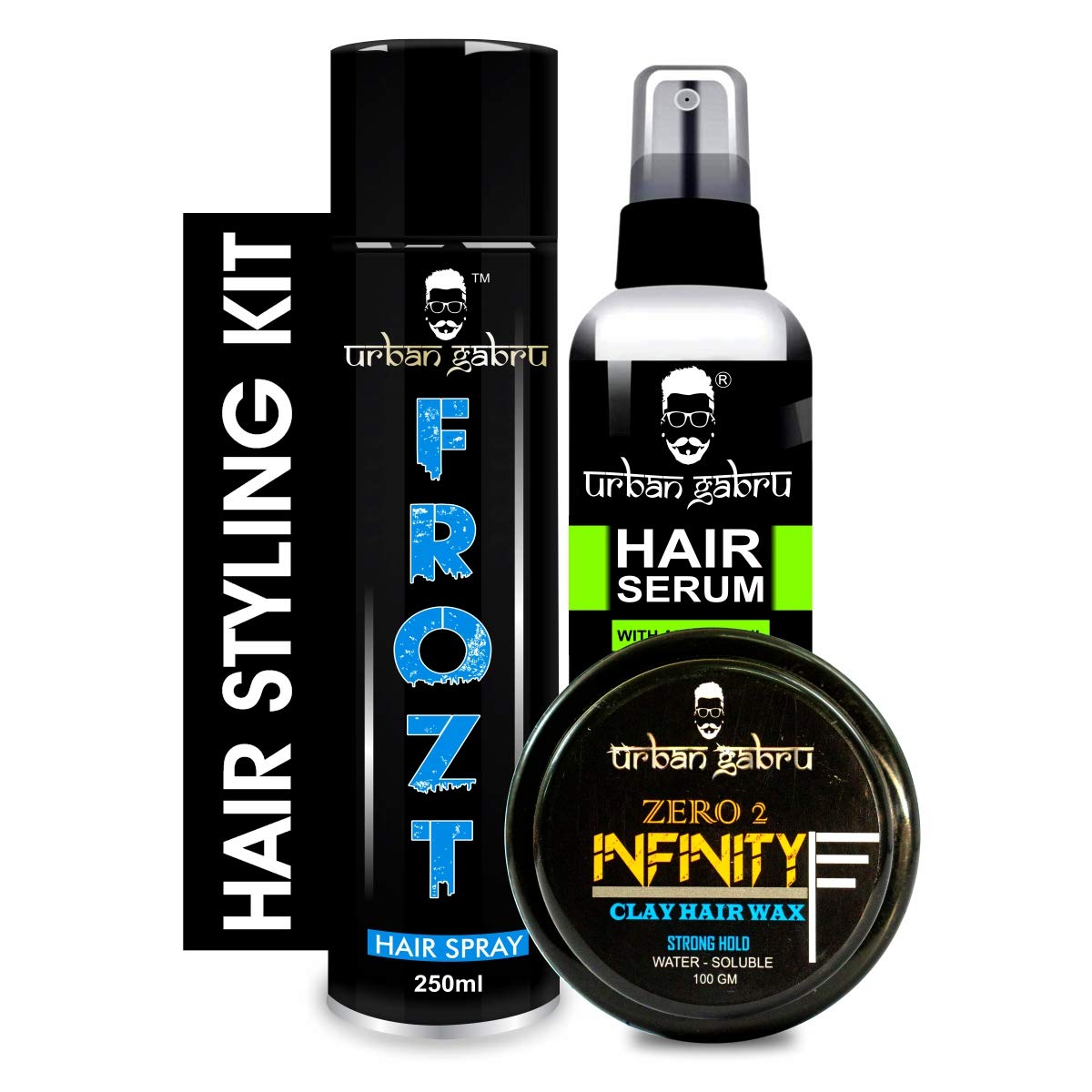 Urbangabru Infinity Hair Wax (100 Gm) + Frozt Hair Spray (250 Ml) + PreStyler Hair Serum (100 Ml)  Combo Hair Styling Kit For 