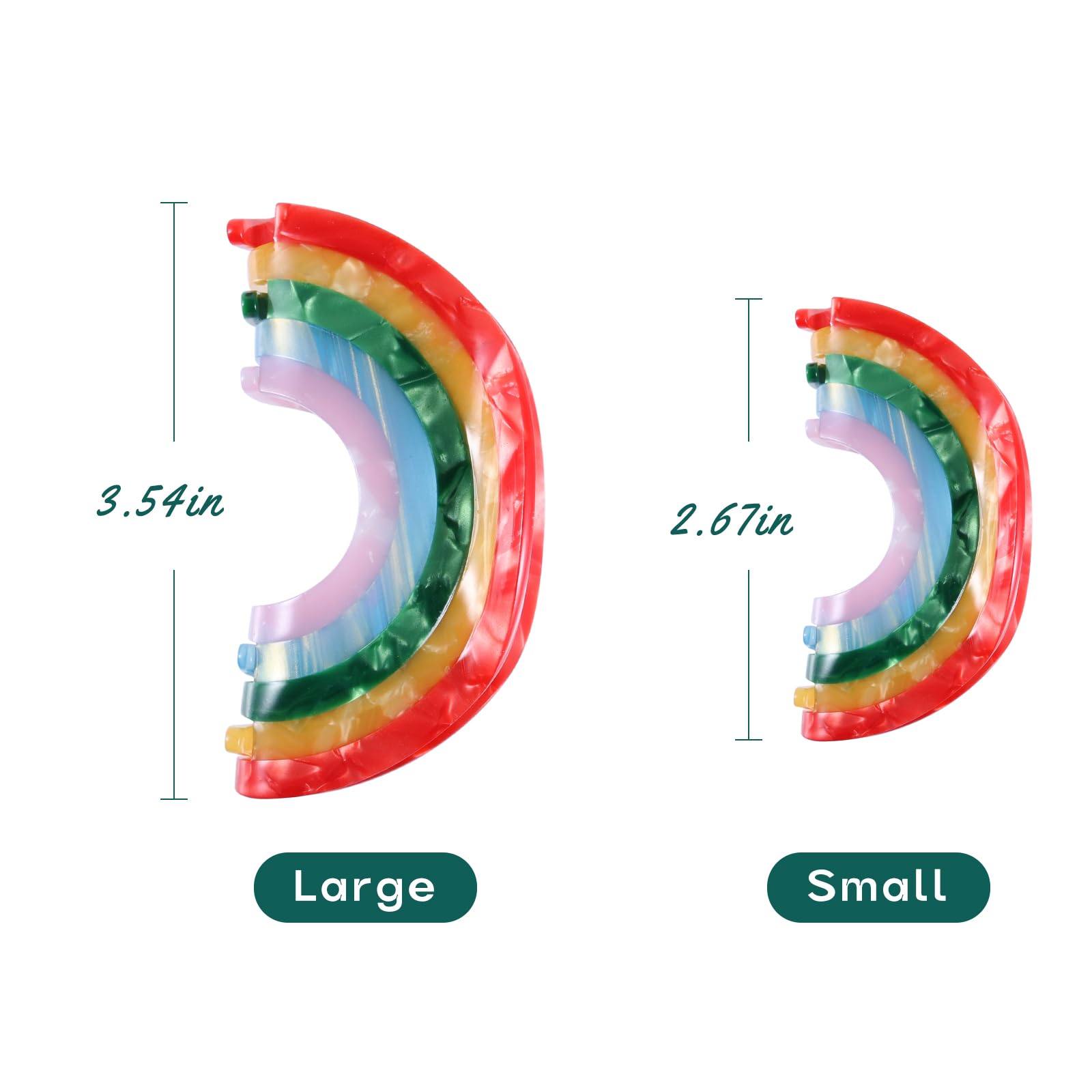 Big Rainbow Hair Claw Clip Non Slip 3.5Inch Acrylic Acetate 90'S Strong Hold Jaw Barrettes Cute For Women Girls Thin Thick Hair