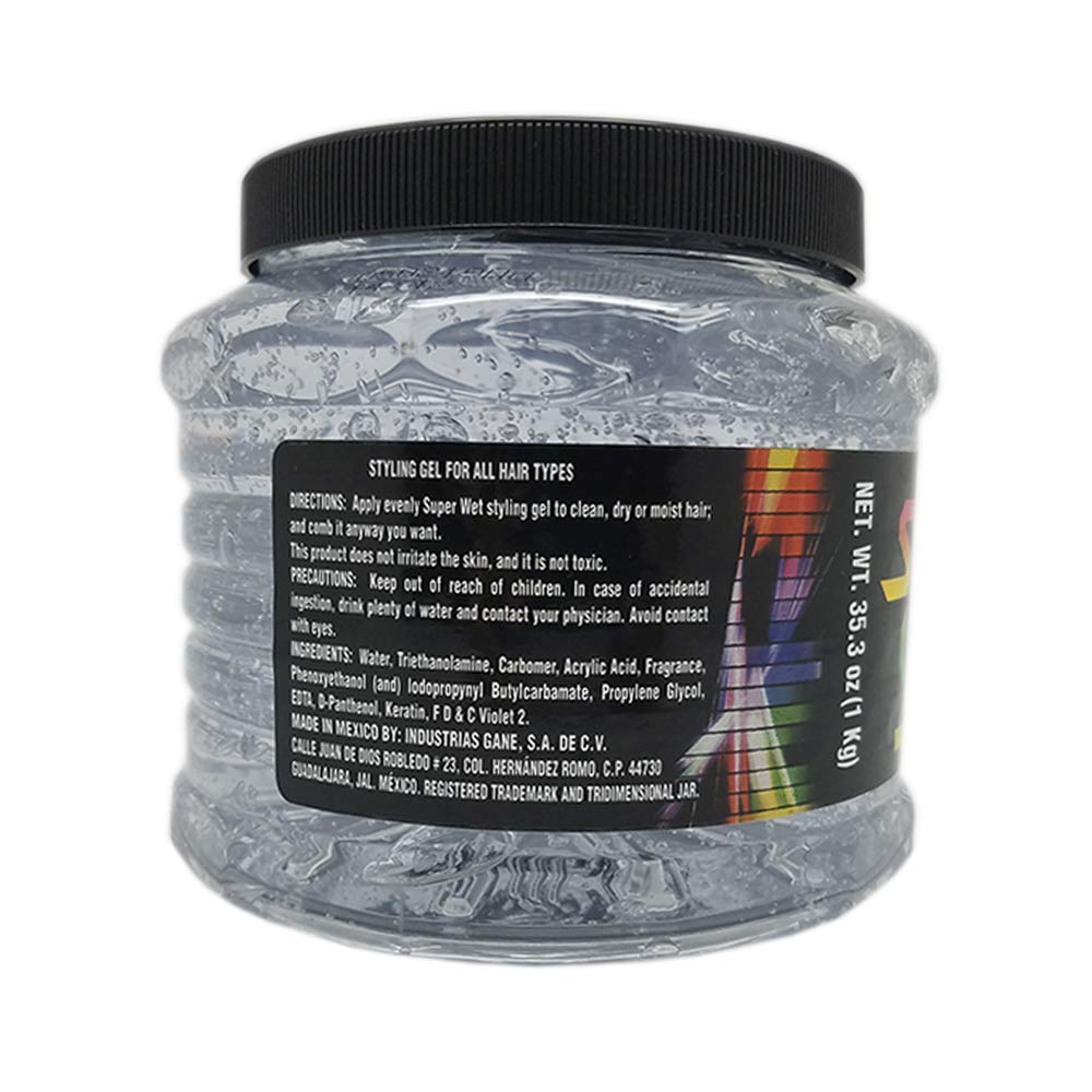Super Wet, Hair Styling Gel, Clear, Jumbo, 2.2 Lb