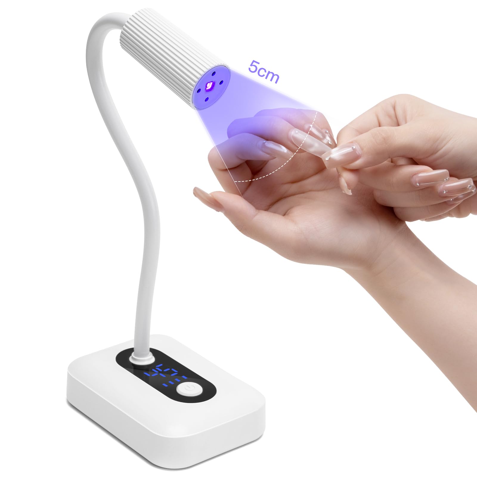 Rechargeable UV LED Nail Lamp - Cordless Nail Lamp with Auto Sensor, 360 Adjustable Gooseneck Design with 3 Timer, Suitable for 