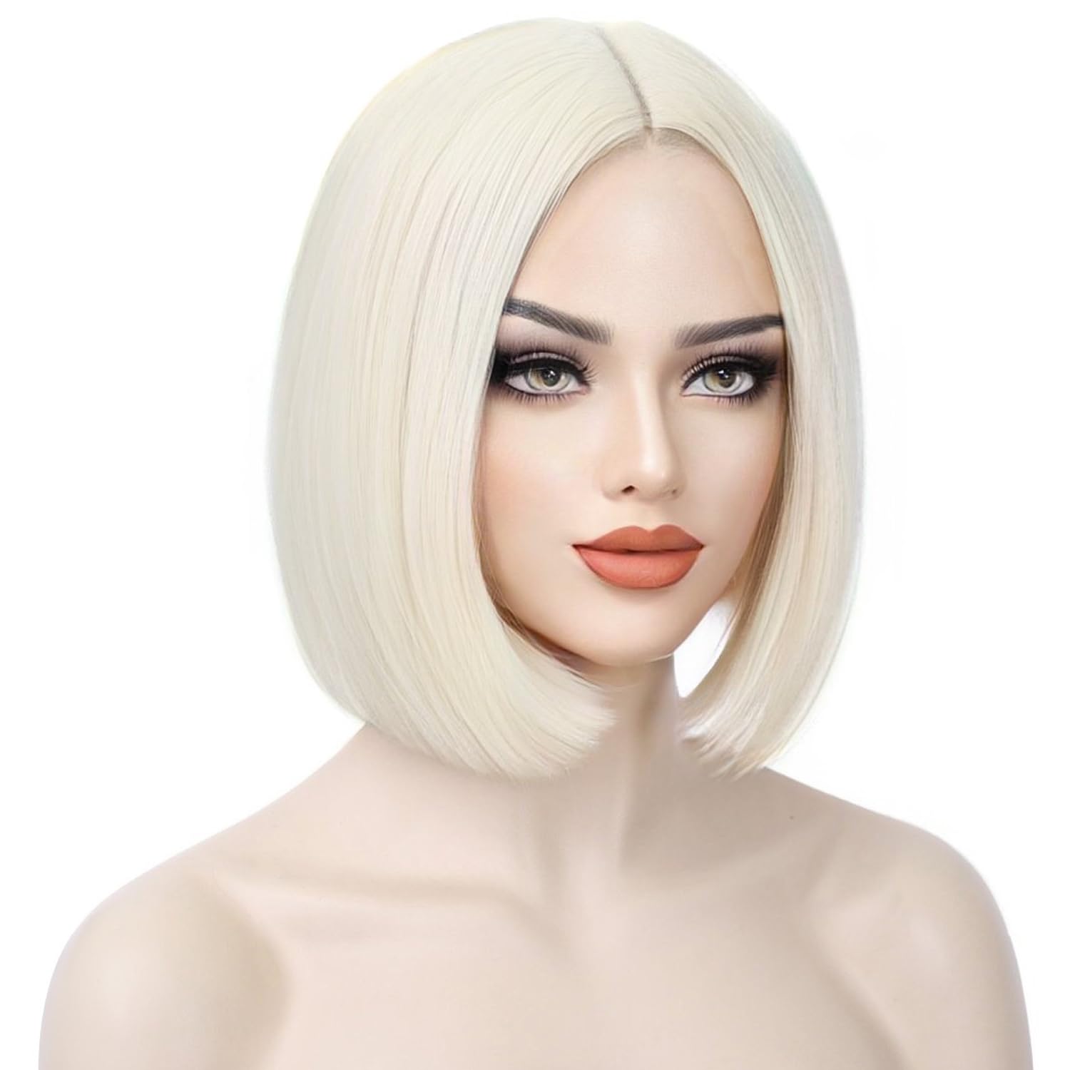 PATTNIUM Platinum Blonde Bob Wig for Women Short Straight Blonde Wig Blonde Bob Wig Short Bob Wigs Heat Resistant Synthetic Wig 