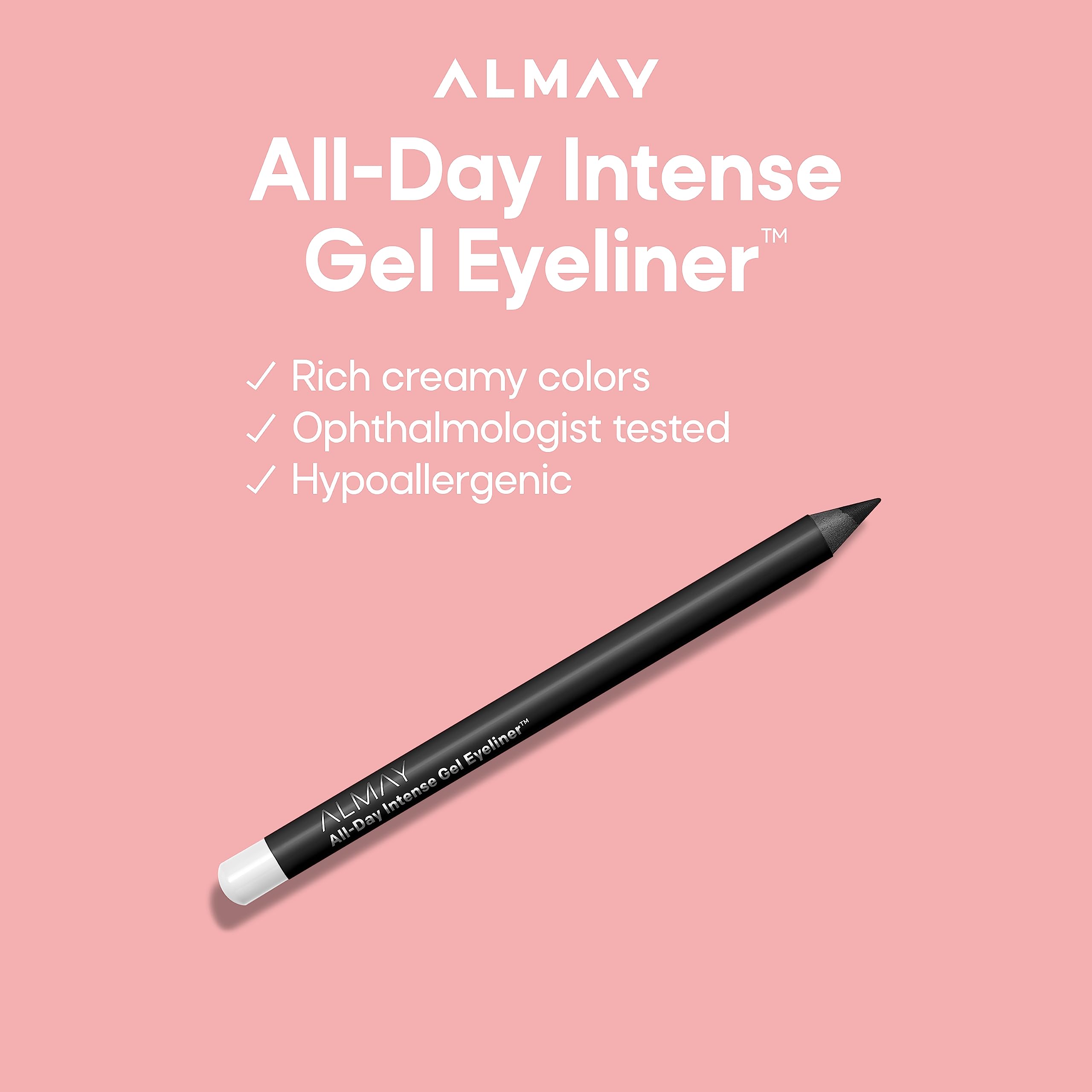 Almay All-Day Intense Gel Eyeliner, Longlasting, Waterproof, Fade-Proof Creamy High-Performing Easy-To-Sharpen Liner Pencil, 120