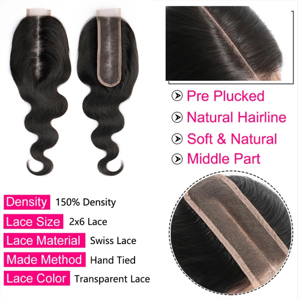 2X6 Hd Lace Closure Body Wave Human Hair Lace Closure Kim K Closure Middle Part Closure Hd Transparent Body Wave Lace Closure 10