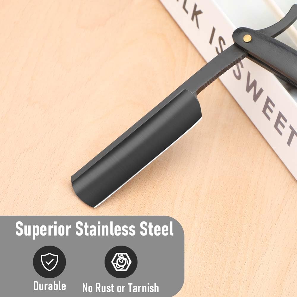 Premium Stainless Steel Shaver Razor With Shaving Strop For Men,Professional Straight Edge Barber Razor,Straight Razors For Men,