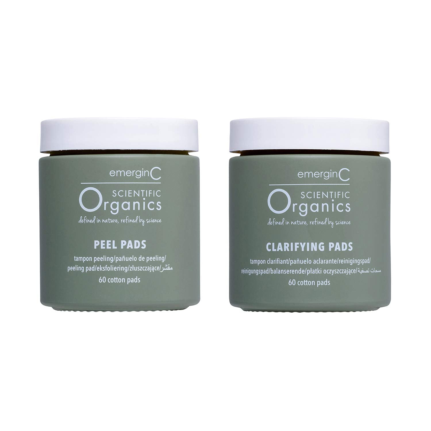 emerginC Scientific Organics At-Home Facial Peel + Clarifying Kit - Exfoliating Facial Peel Pads to Help Minimize the Appearance