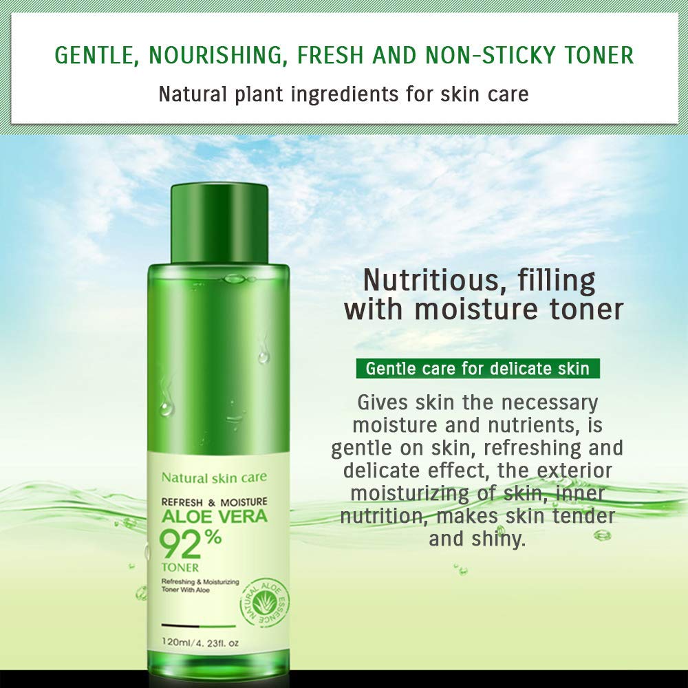 BIOAQUA 92% Aloe Vera Refresh Moisturizing Toner Natural Plant Skin Care 120ml