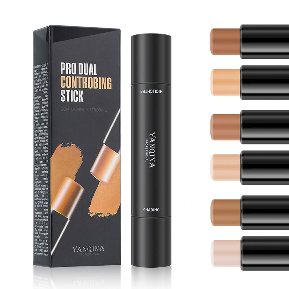 Meicoly Cream Contour Stick Trio,Bronzer Highlighter Stick,2 In 1 Double Head Facial Repair Concealer Stick,3D Body Makeup Shadi