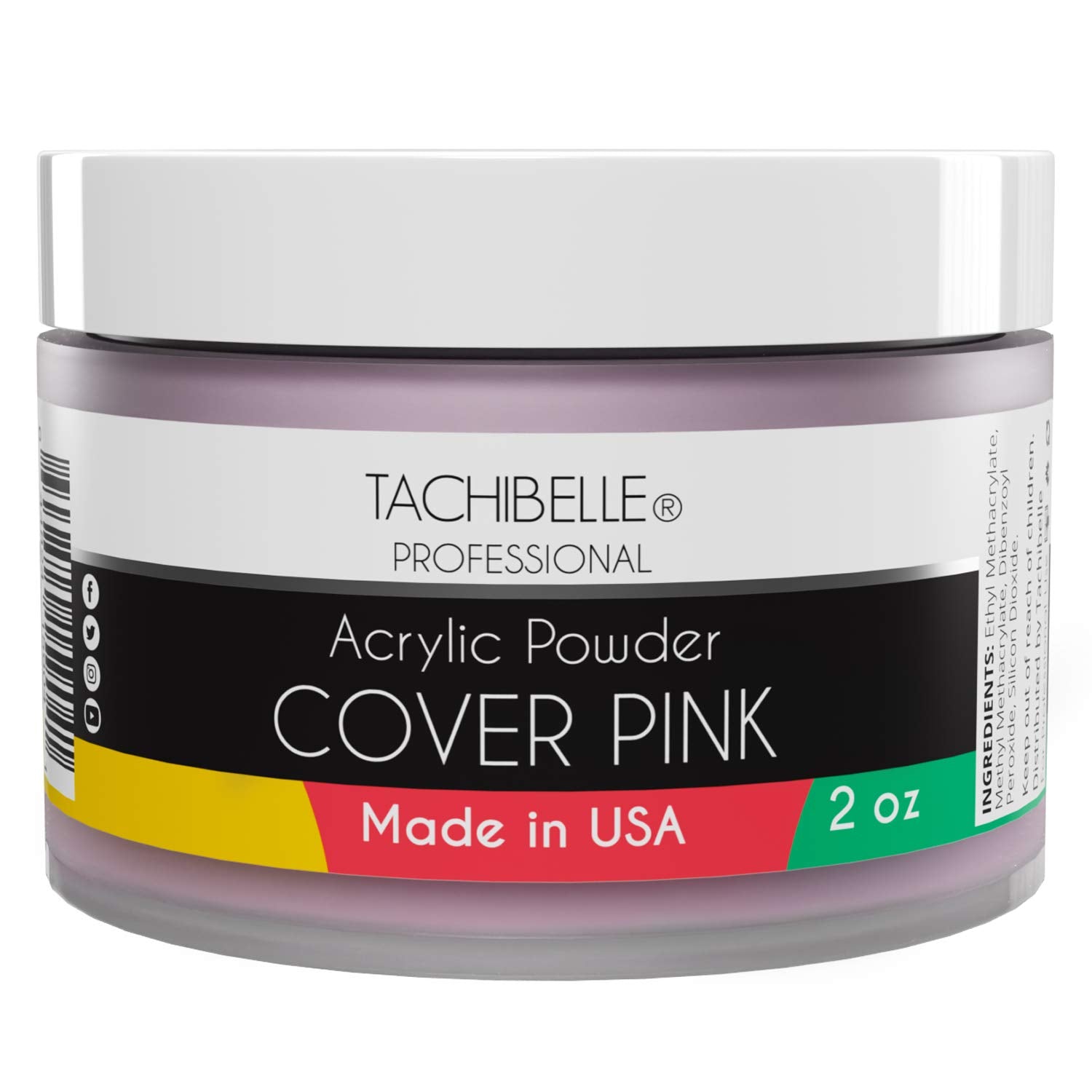 Tachibelle Professional Acrylic Nail System Acrylic Powder, 2 oz. Made in USA. Used in Professional Salons. (Cover Pink 2oz)