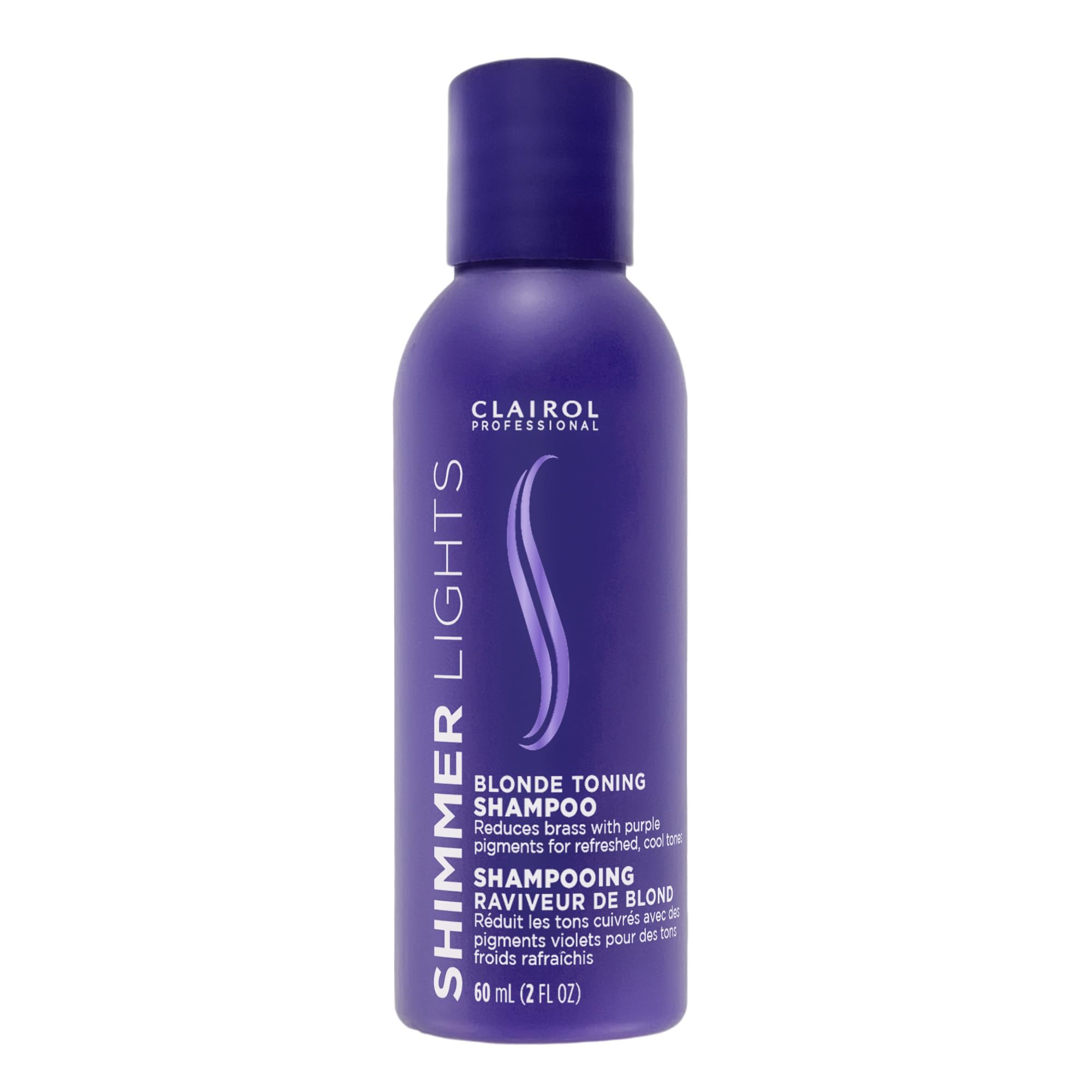 Clairol Professional Shimmer Lights Purple Shampoo, 2 fl. Oz Neutralizes Brass & Yellow Tones For Blonde, Silver, Gray & Highlig
